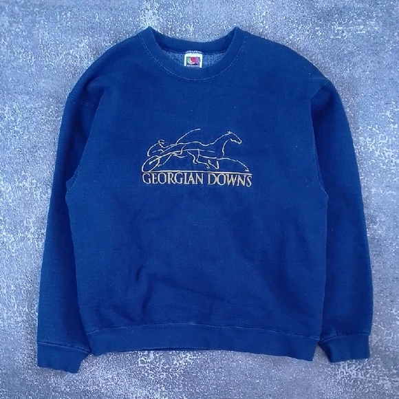Vintage Other - Vintage 90s Georgian Downs Horse Racing Track & Casino Crewneck Embroidered